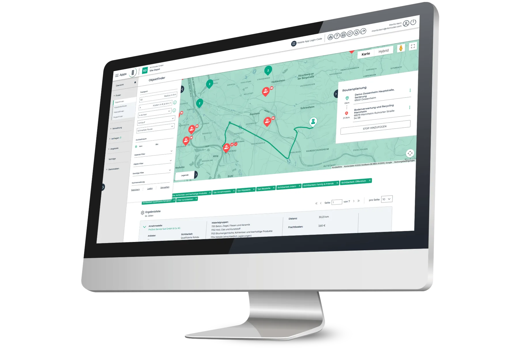 Objektfinder in Site Depot